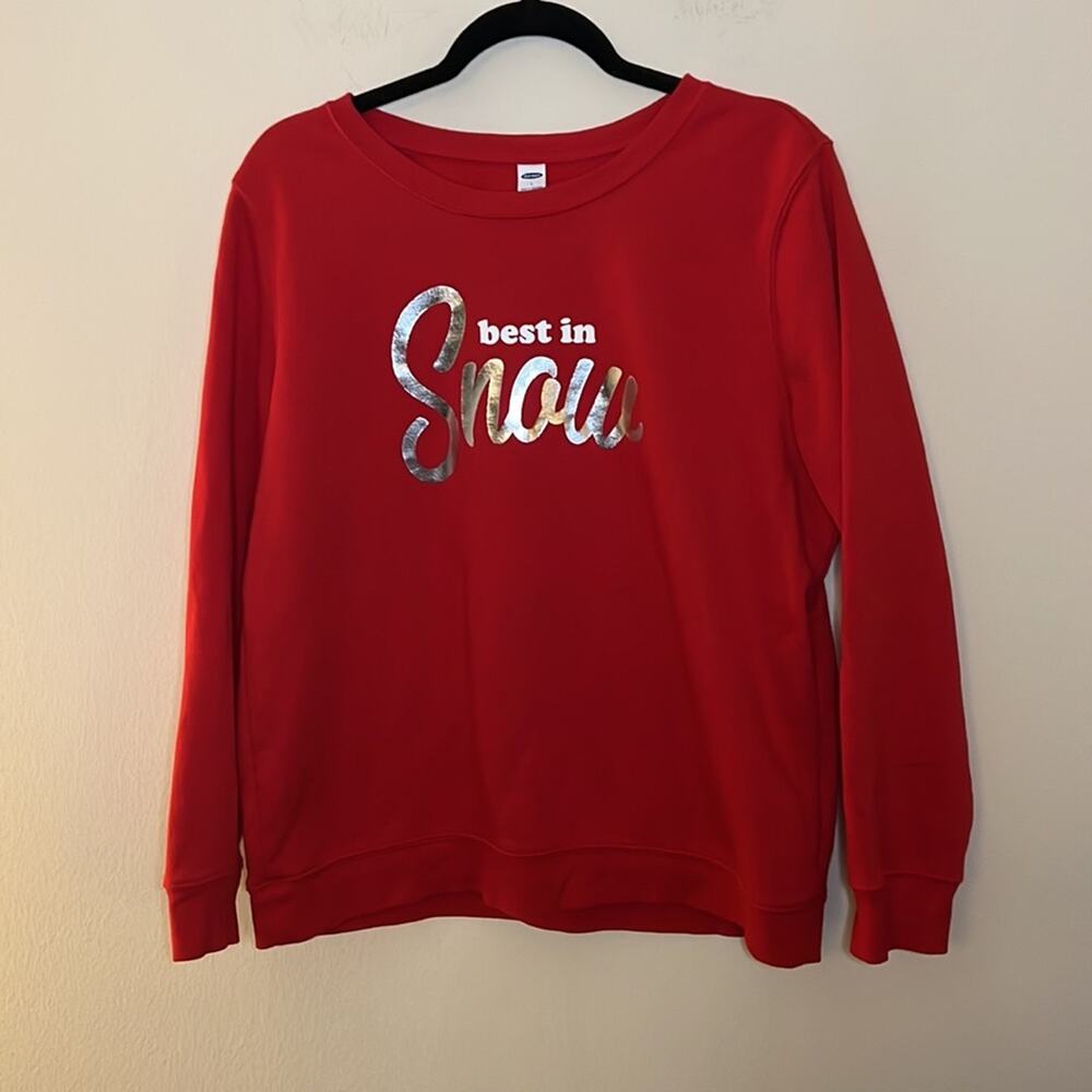 Old Navy “Best in Snow” Crewneck Pullover Sweatshirt Size L - Picture 2 of 5